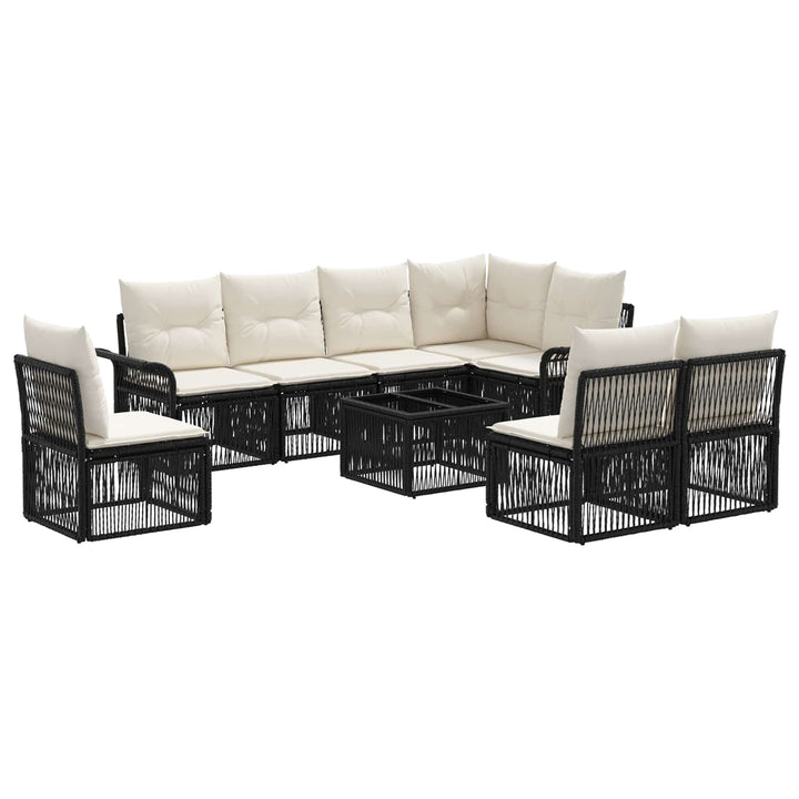 Havesofa Sæt 9 stk. Sort polyrattan