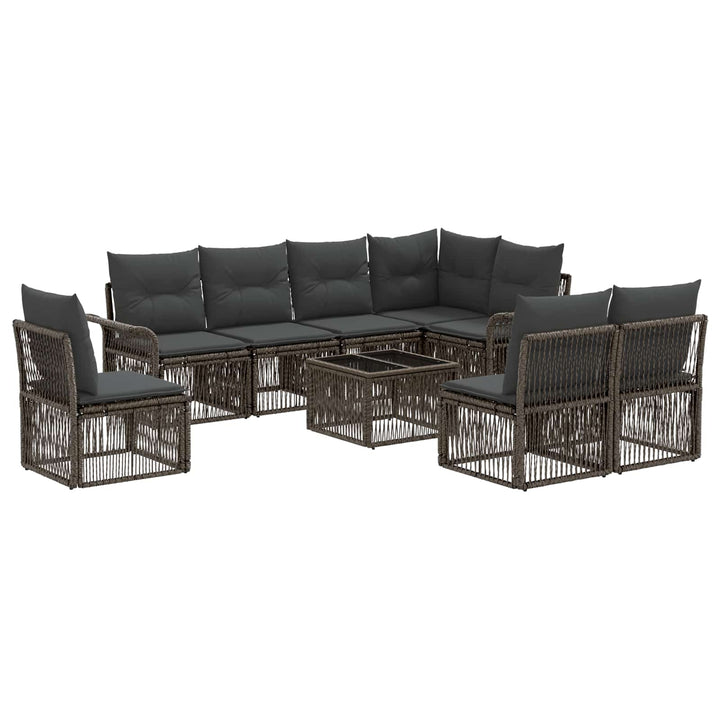 Havesofa Sæt 9 stk. Grå polyrattan