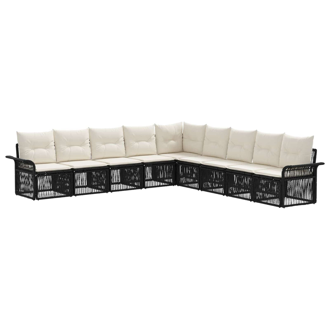 Havesofa Sæt 9 stk. Sort polyrattan