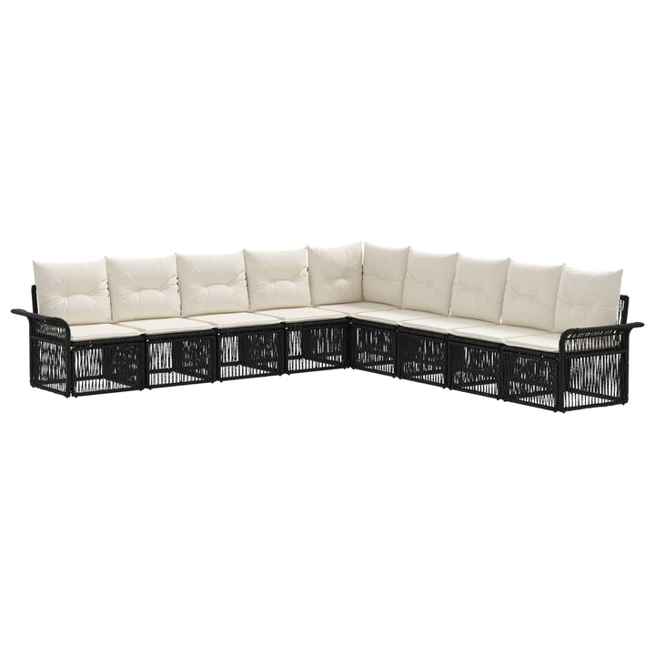 Havesofa Sæt 9 stk. Sort polyrattan