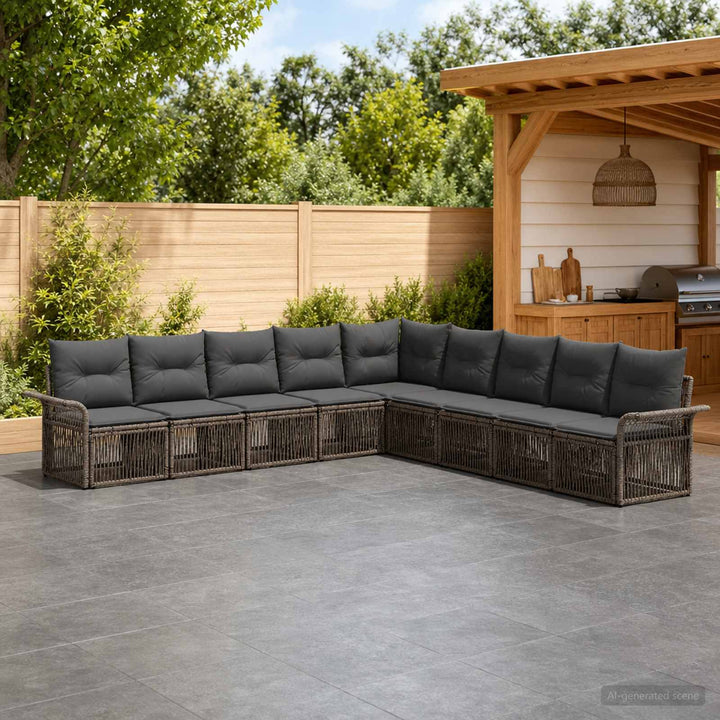 Havesofa Sæt 9 stk. Grå polyrattan