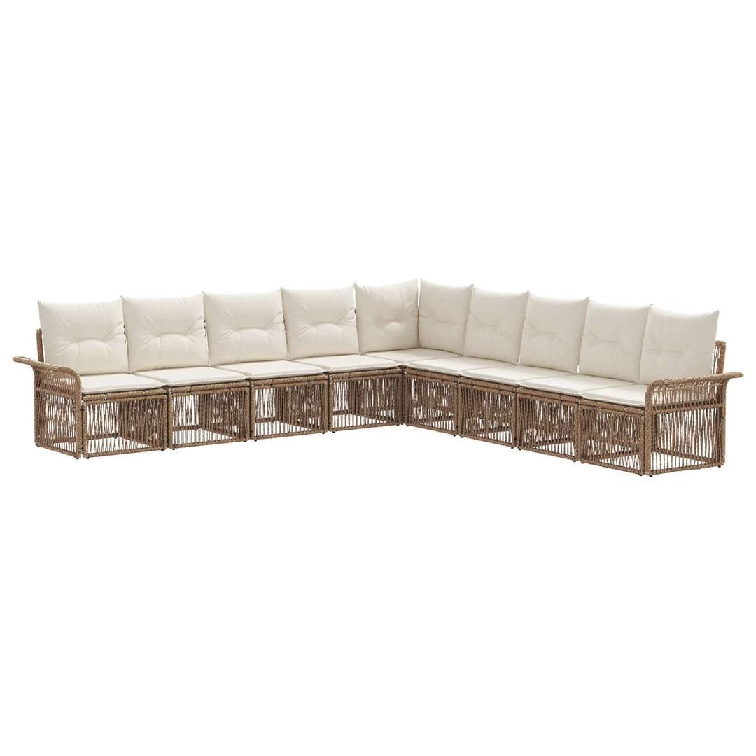 Havesofa Sæt 9 stk. Beige polyrattan
