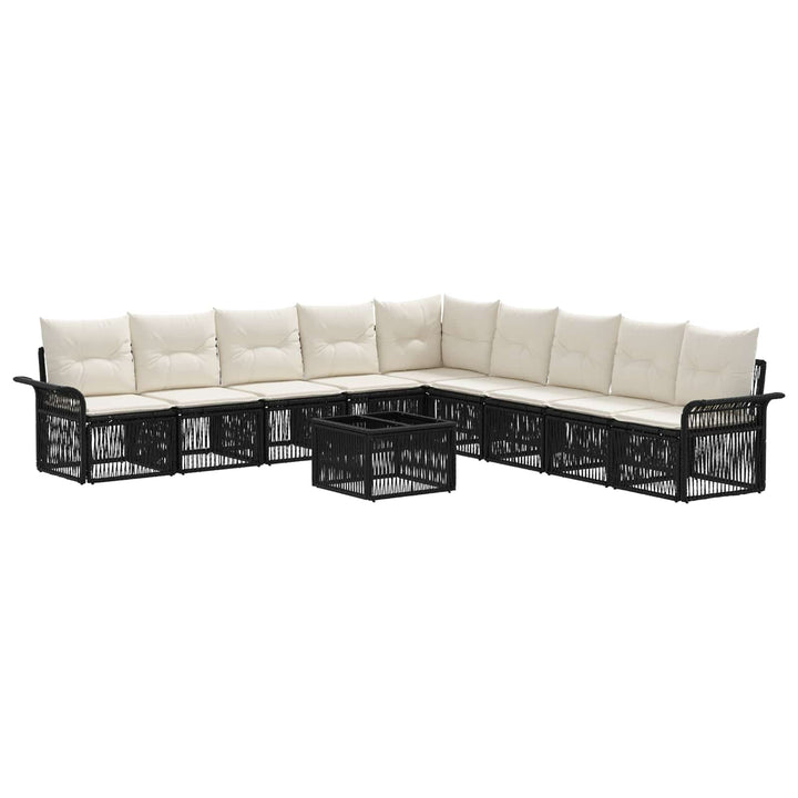 Havesofa Sæt 10 stk. Sort polyrattan