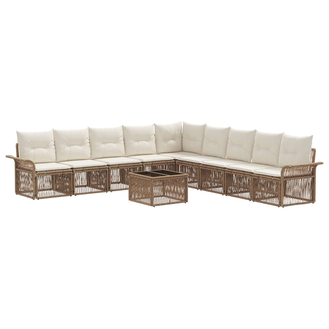 Havesofa Sæt 10 stk. Beige polyrattan