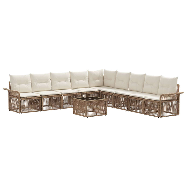 Havesofa Sæt 10 stk. Beige polyrattan