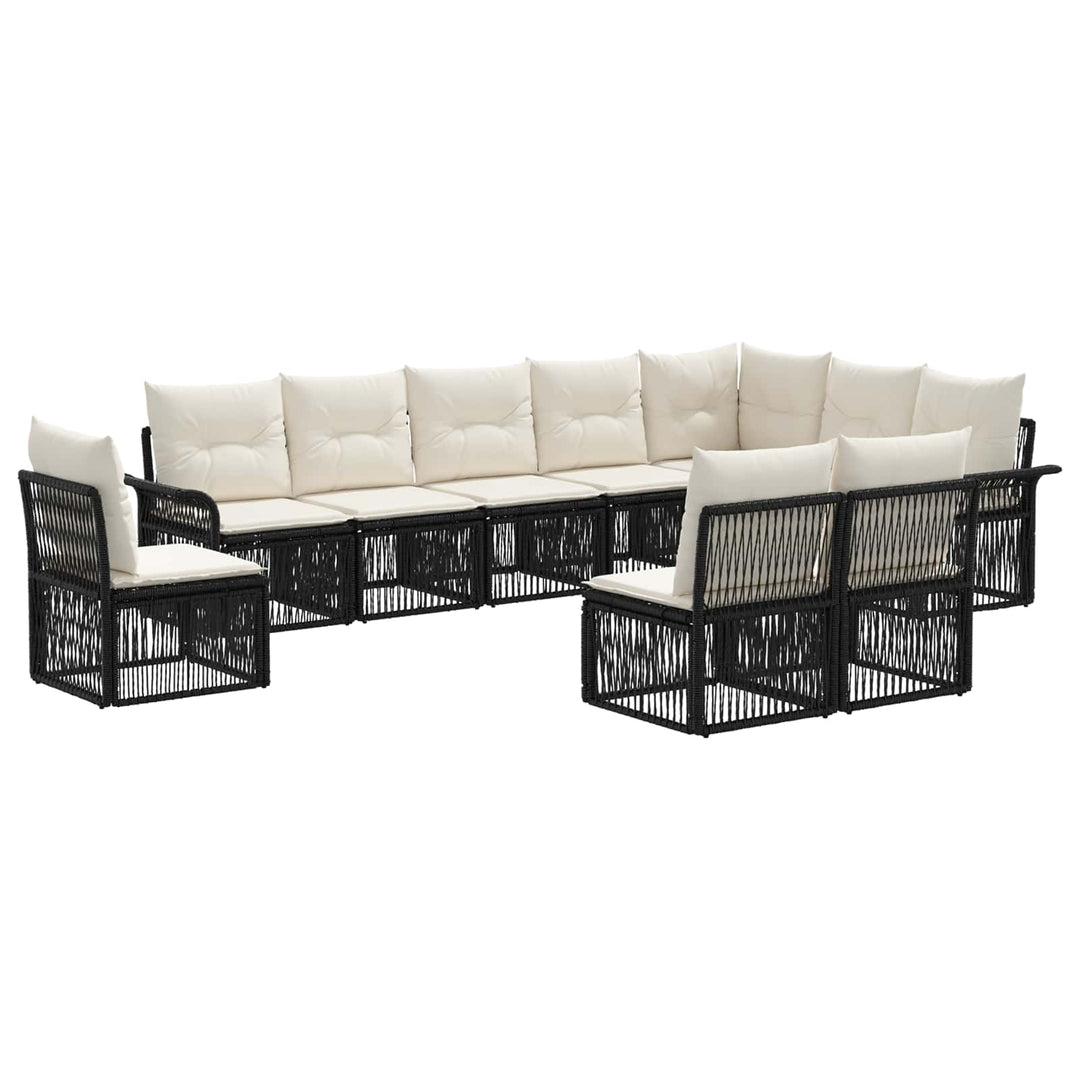 Havesofa Sæt 10 stk. Sort polyrattan