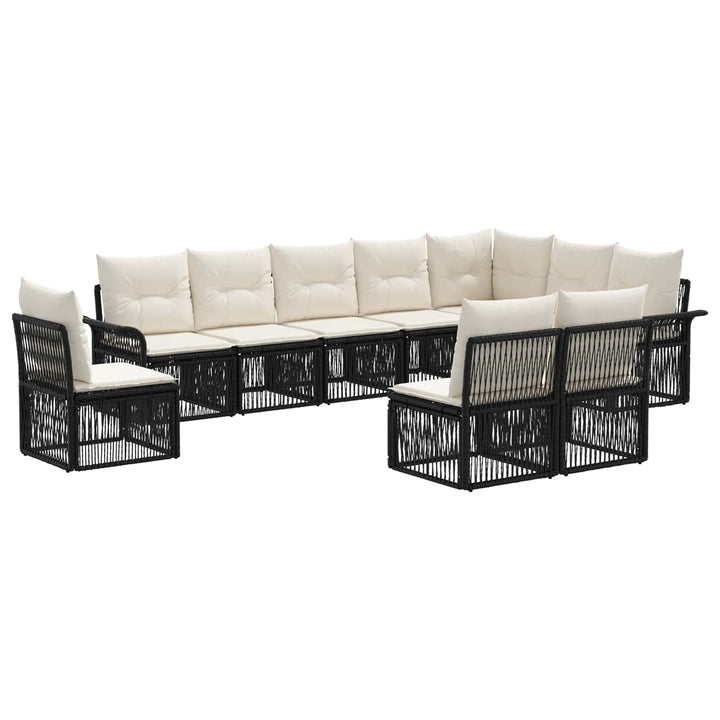 Havesofa Sæt 10 stk. Sort polyrattan