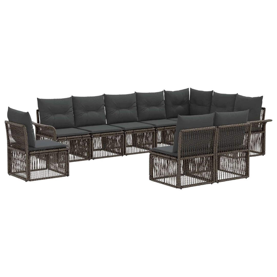 Havesofa Sæt 10 stk. Grå polyrattan