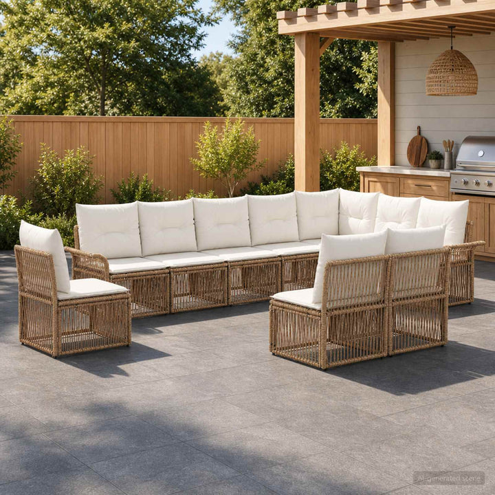 Havesofa Sæt 10 stk. Beige polyrattan
