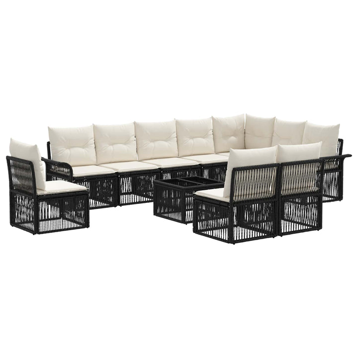 Havesofa Sæt 11 stk. Sort polyrattan