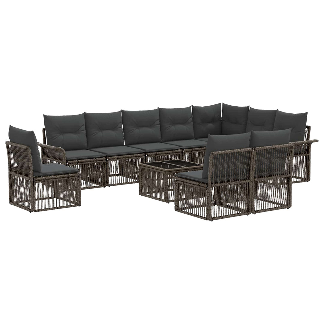 Havesofa Sæt 11 stk. Grå polyrattan