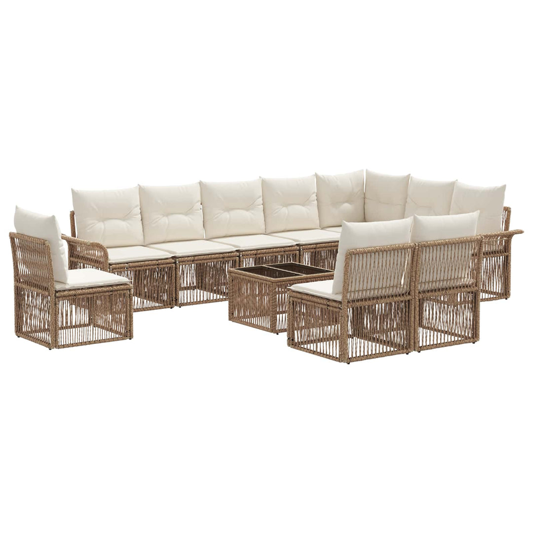 Havesofa Sæt 11 stk. Beige polyrattan