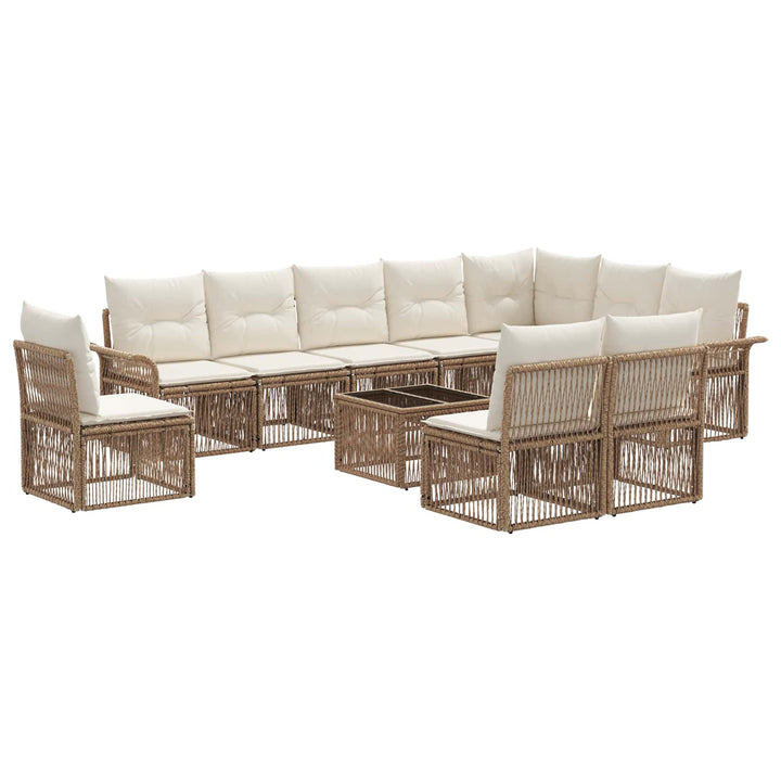 Havesofa Sæt 11 stk. Beige polyrattan