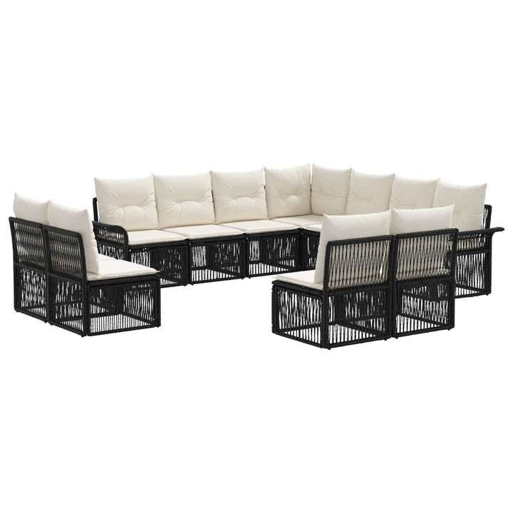 Havesofa Sæt 11 stk. Sort polyrattan