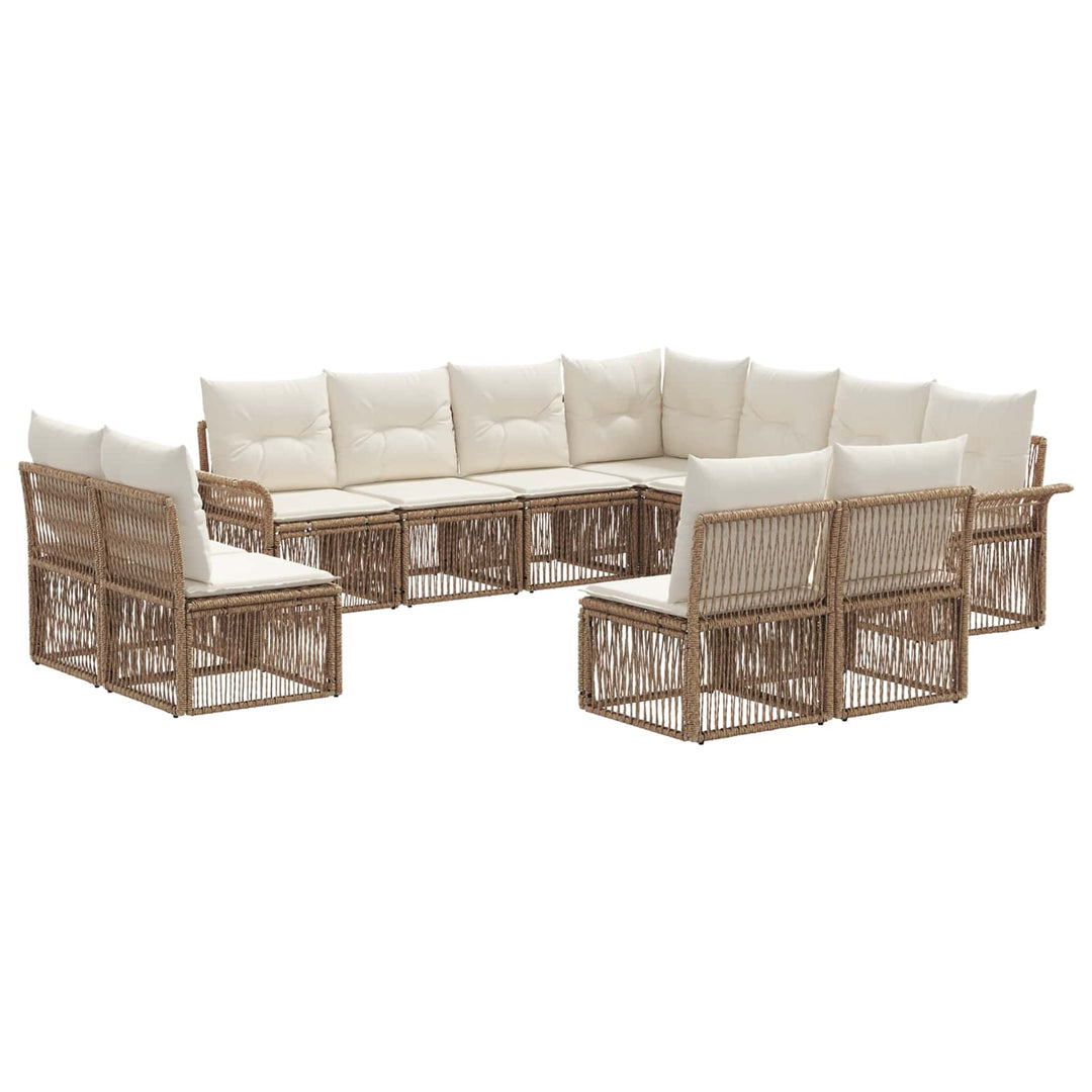 Havesofa Sæt 11 stk. Beige polyrattan