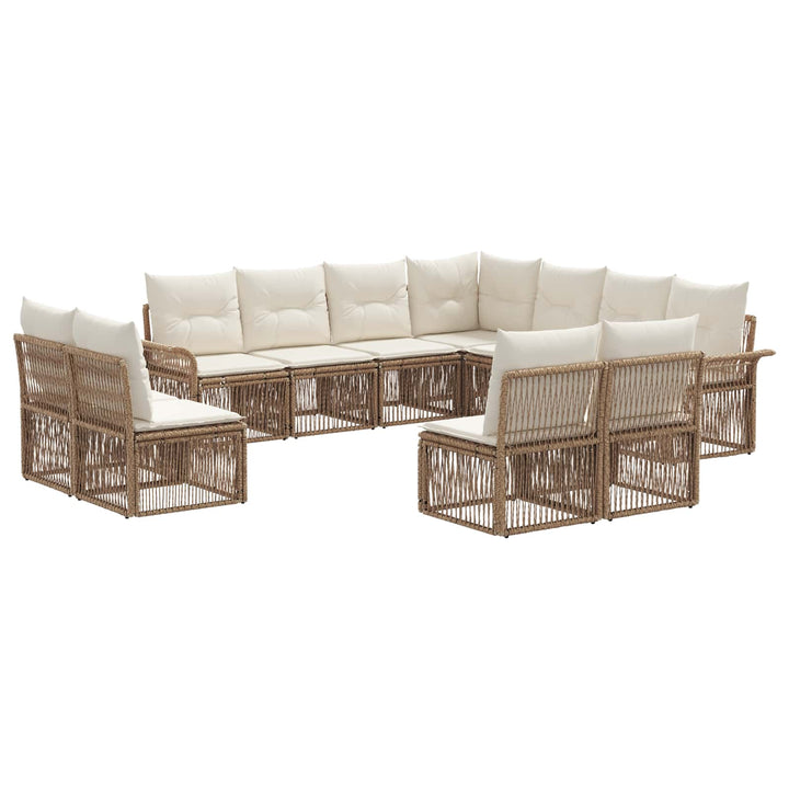 Havesofa Sæt 11 stk. Beige polyrattan