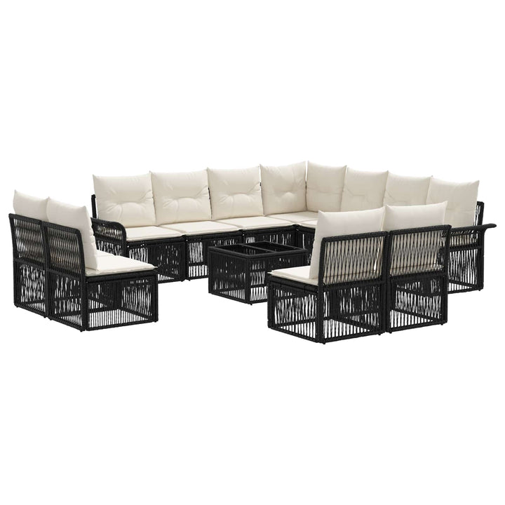 Havesofa Sæt 12 stk. Sort polyrattan