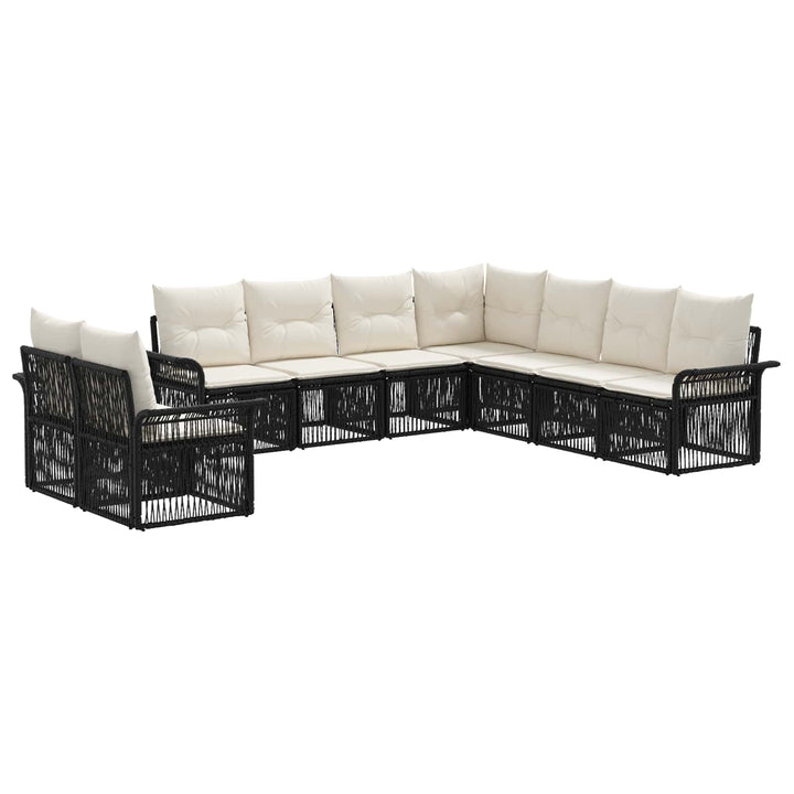 Havesofa Sæt 9 stk. Sort polyrattan
