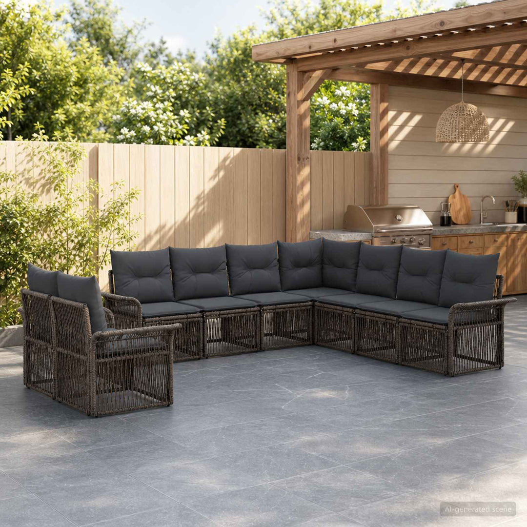 Havesofa Sæt 9 stk. Grå polyrattan
