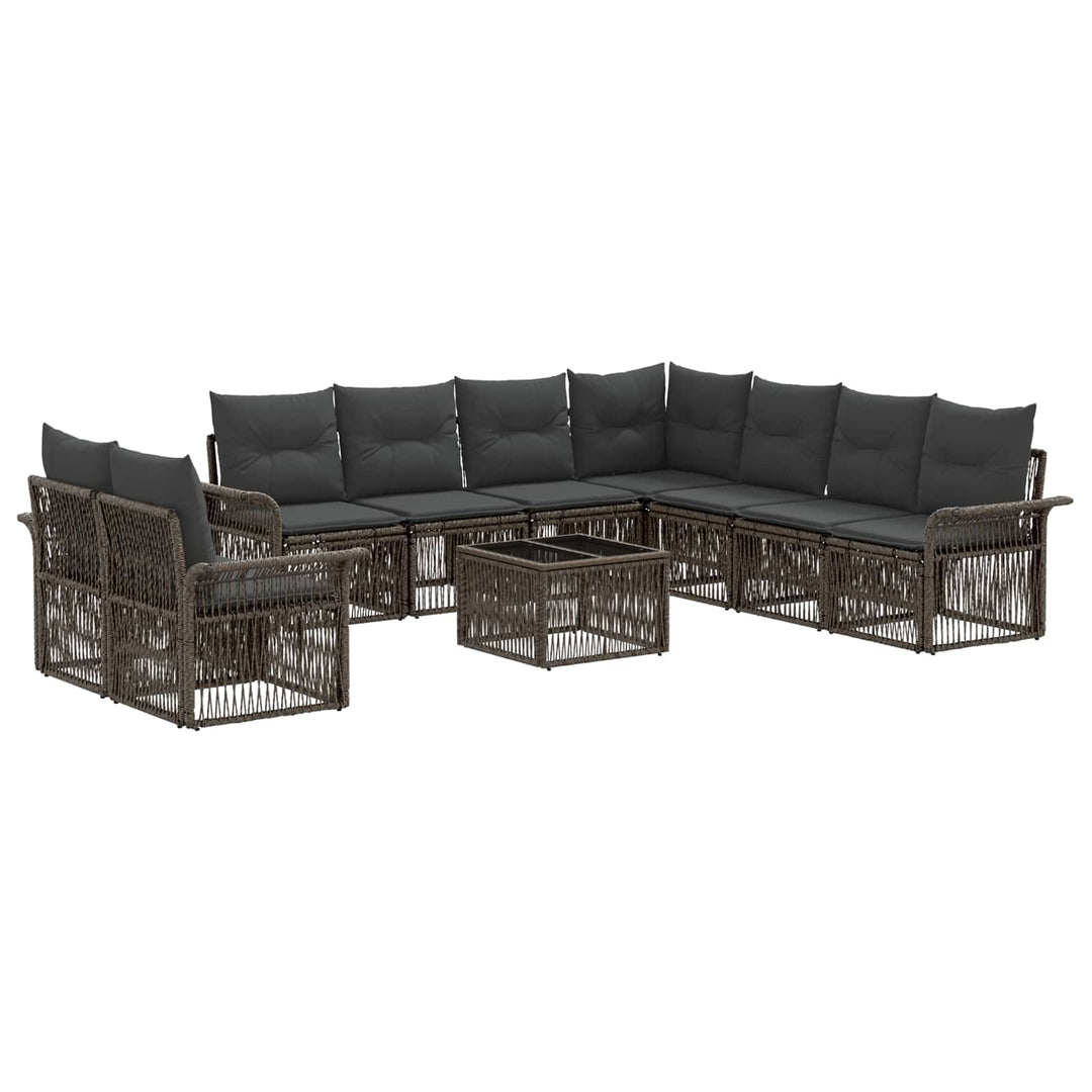 Havesofa Sæt 10 stk. Grå polyrattan