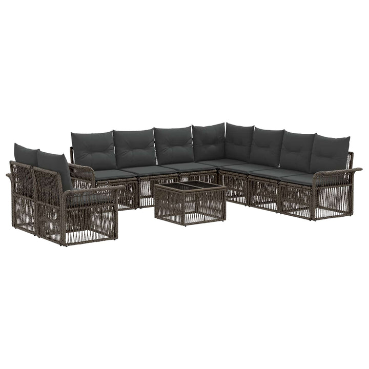 Havesofa Sæt 10 stk. Grå polyrattan