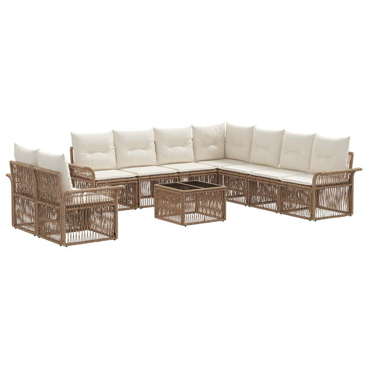Havesofa Sæt 10 stk. Beige polyrattan