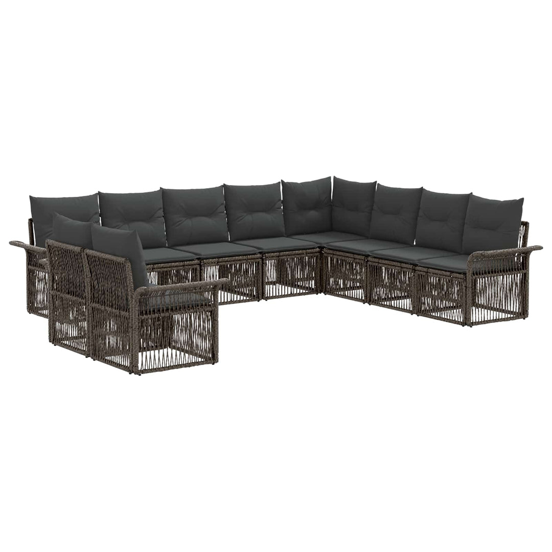 Havesofa Sæt 10 stk. Grå polyrattan