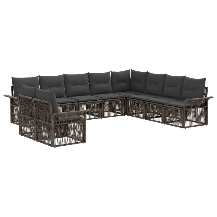 Havesofa Sæt 10 stk. Grå polyrattan