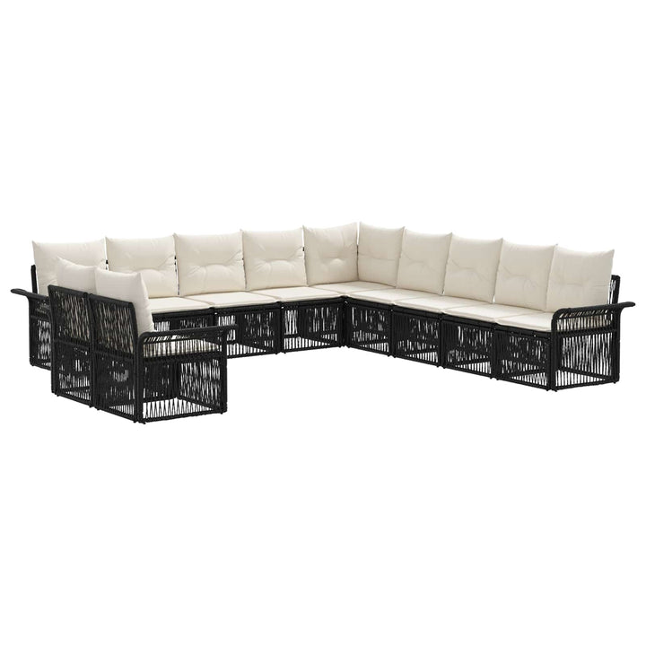 Havesofa Sæt 11 stk. Sort polyrattan