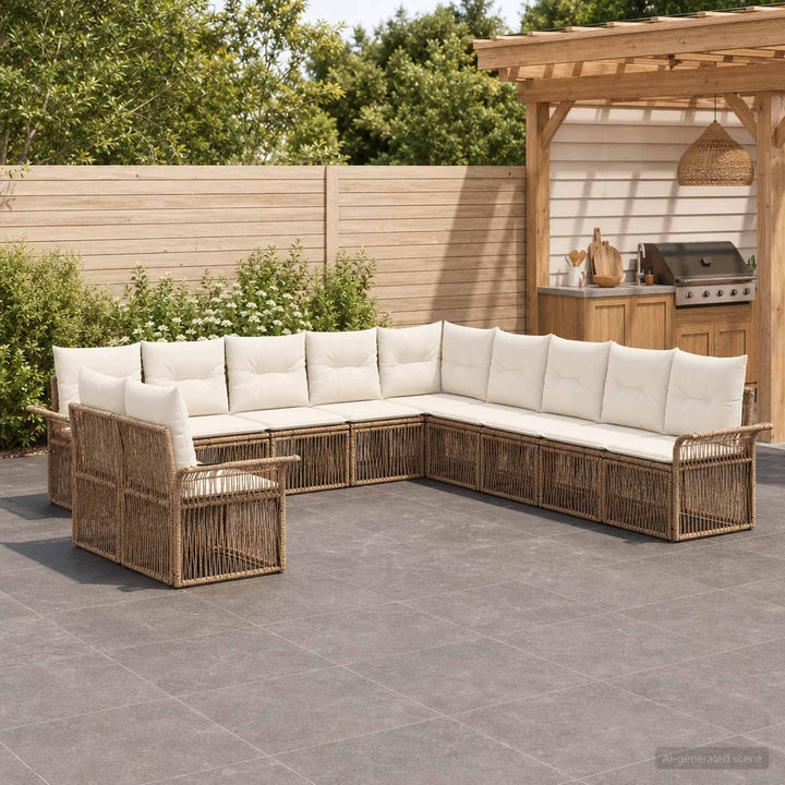 Havesofa Sæt 11 stk. Beige polyrattan