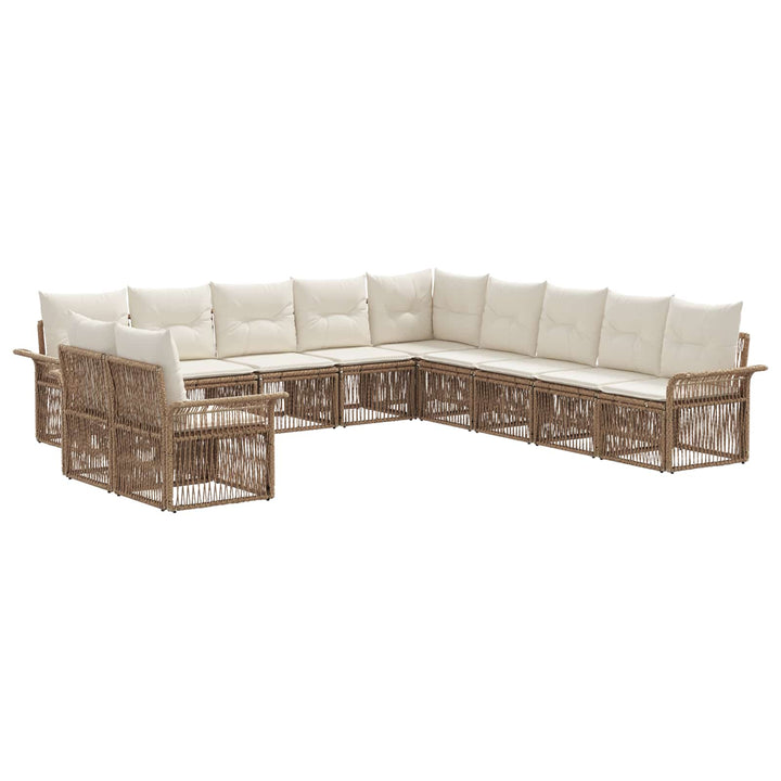 Havesofa Sæt 11 stk. Beige polyrattan