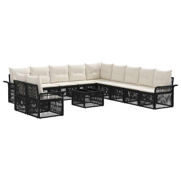 Havesofa Sæt 12 stk. Sort polyrattan