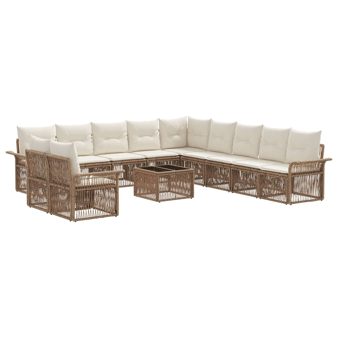 Havesofa Sæt 12 stk. Beige polyrattan