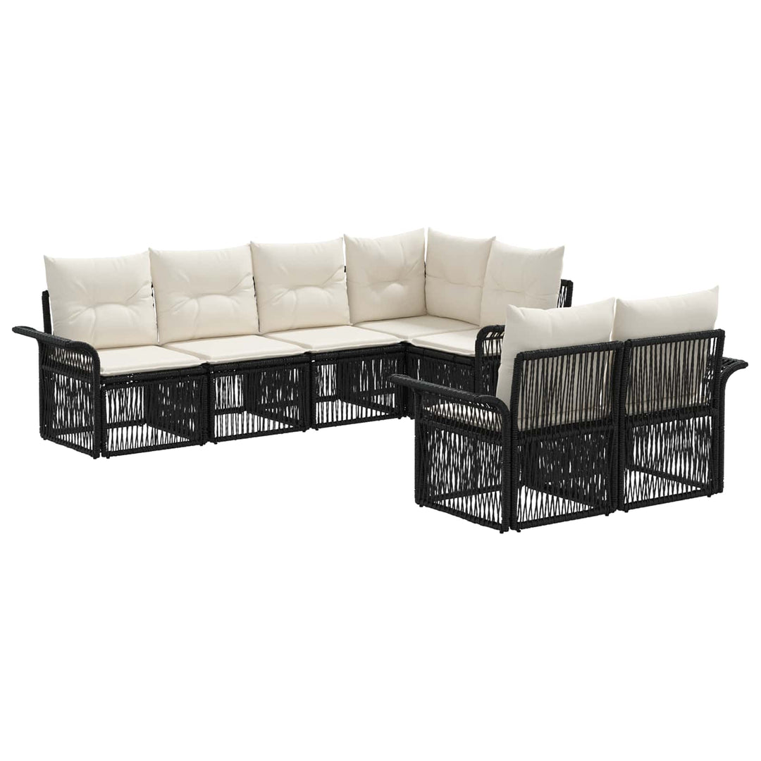 Havesofa Sæt 7 stk. 7-Antal sæder Sort polyrattan