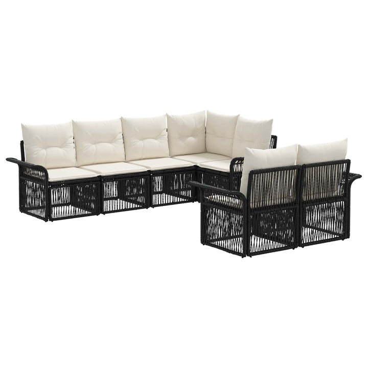 Havesofa Sæt 7 stk. 7-Antal sæder Sort polyrattan