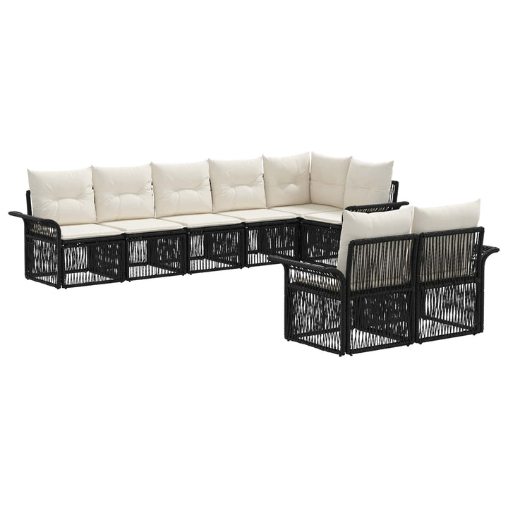 Havesofa Sæt 8 stk. Sort polyrattan