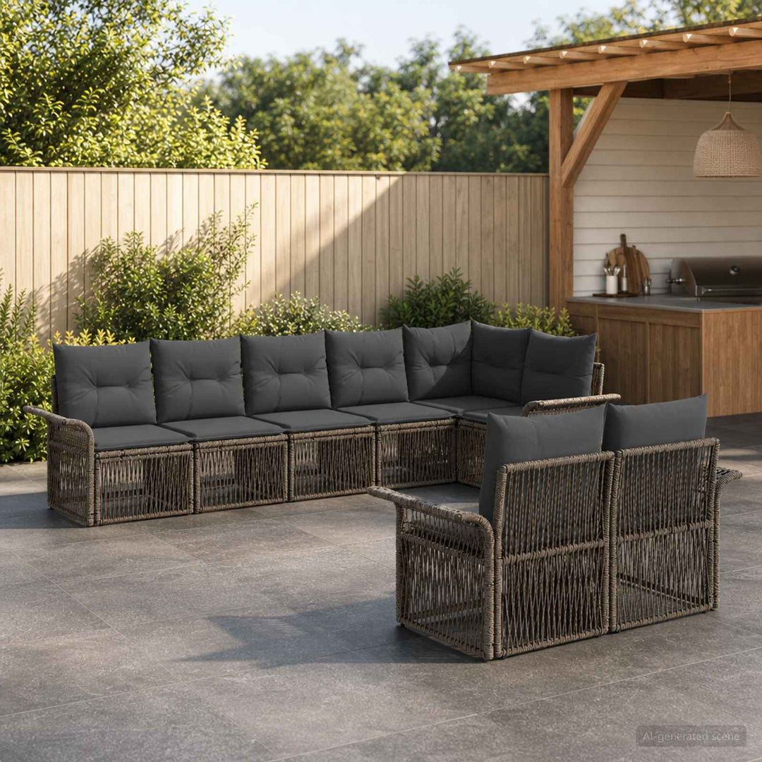 Havesofa Sæt 8 stk. Grå polyrattan