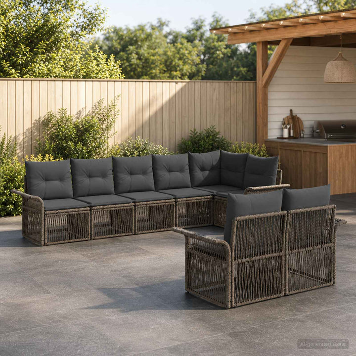 Havesofa Sæt 8 stk. Grå polyrattan