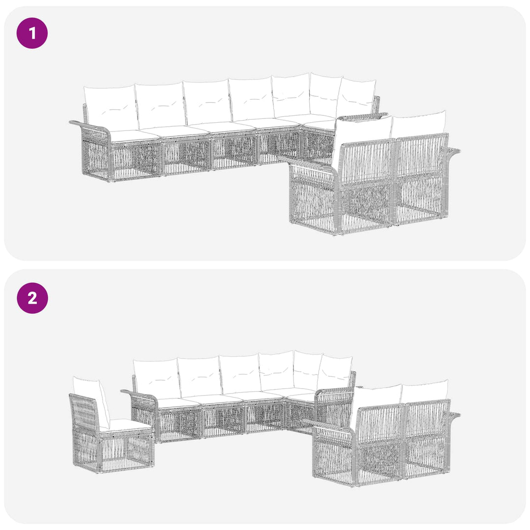 Havesofa Sæt 8 stk. Grå polyrattan