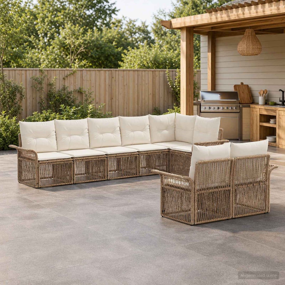 Havesofa Sæt 8 stk. Beige polyrattan