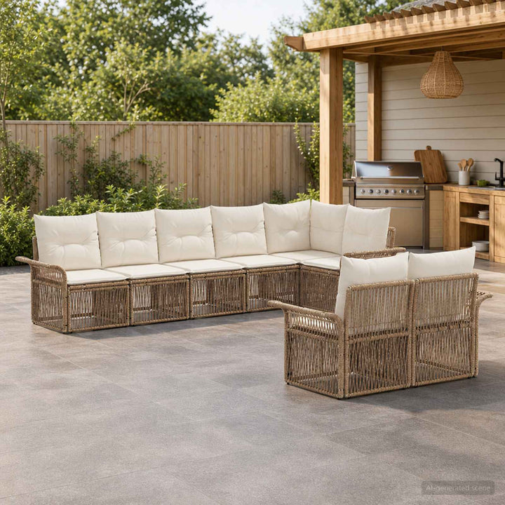 Havesofa Sæt 8 stk. Beige polyrattan