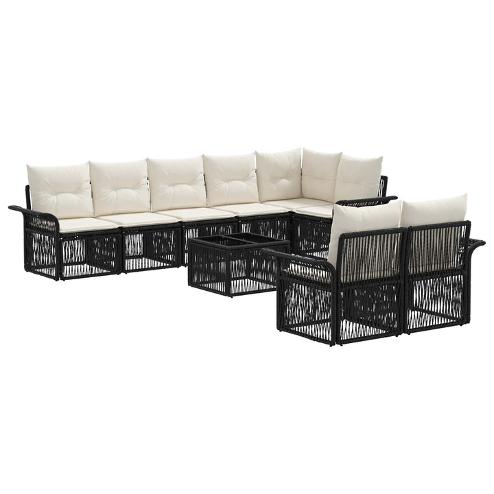 Havesofa Sæt 9 stk. Sort polyrattan