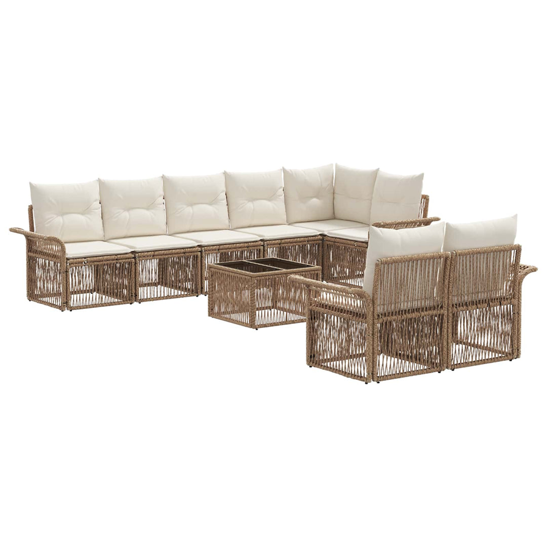 Havesofa Sæt 9 stk. Beige polyrattan