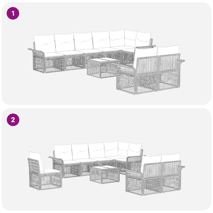 Havesofa Sæt 9 stk. Beige polyrattan