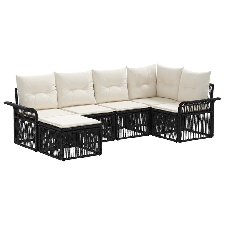 Havesofa Sæt 6 stk. Sort polyrattan