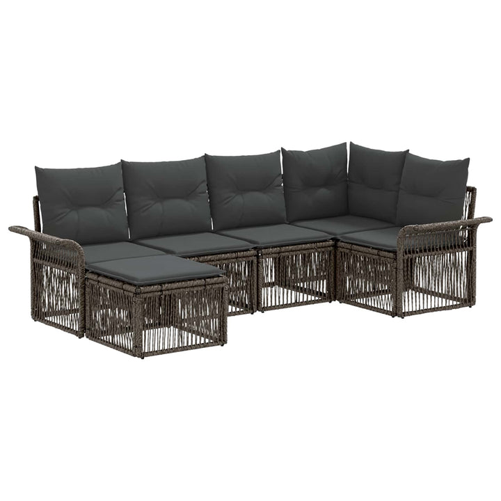 Havesofa Sæt 6 stk. Grå polyrattan