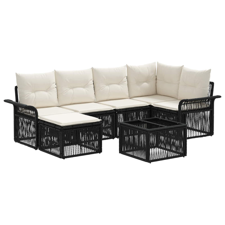 Havesofa Sæt 7 stk. Sort polyrattan