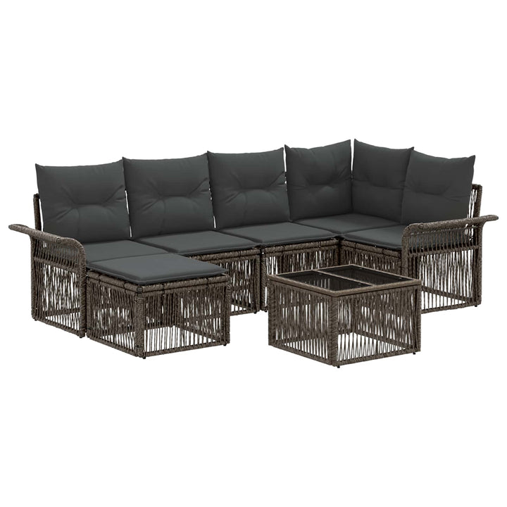 Havesofa Sæt 7 stk. Grå polyrattan