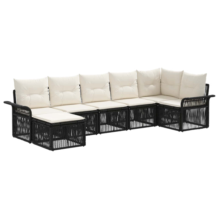 Havesofa Sæt 7 stk. Sort polyrattan