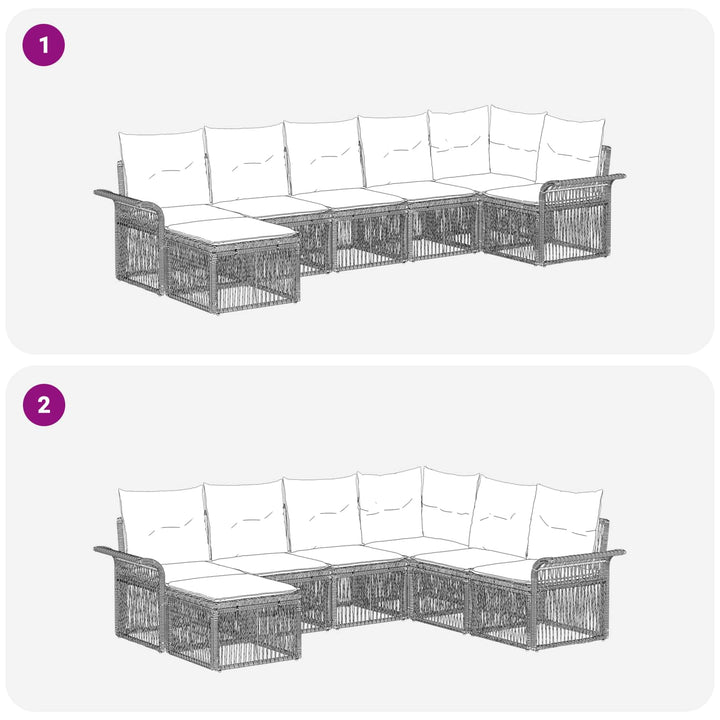 Havesofa Sæt 7 stk. Grå polyrattan